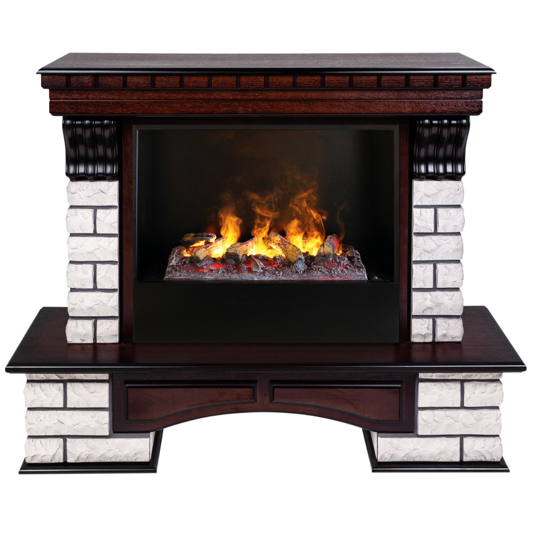 Электрокамин RealFlame  Country Rock 26 AO с очагом 3D Cassette 630 + Black вставка