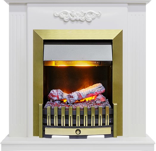 Каминокомплект Dimplex Lumsden - Белый дуб с очагом Danville Antique Brass FB2