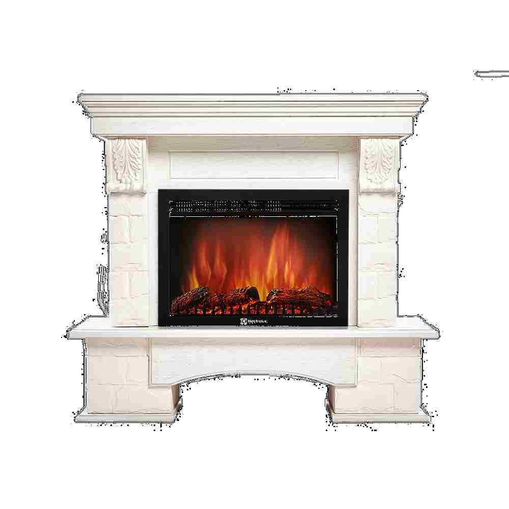 Портал Firelight Forte 25S камень белый, шпон белёный дуб