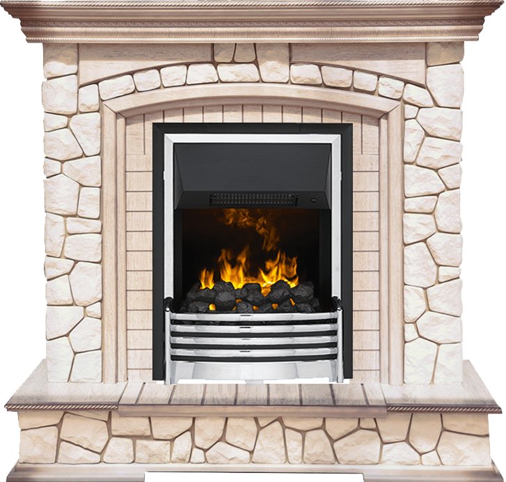 Каминокомплект Dimplex Preston - Белый/Слоновая кость с патиной с очагом Flagstaff