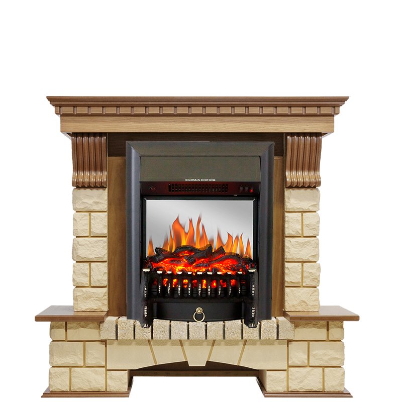 Каминокомплект Royal Flame  Pierre Luxe - Дуб / Шампань с очагом Fobos FX M Black