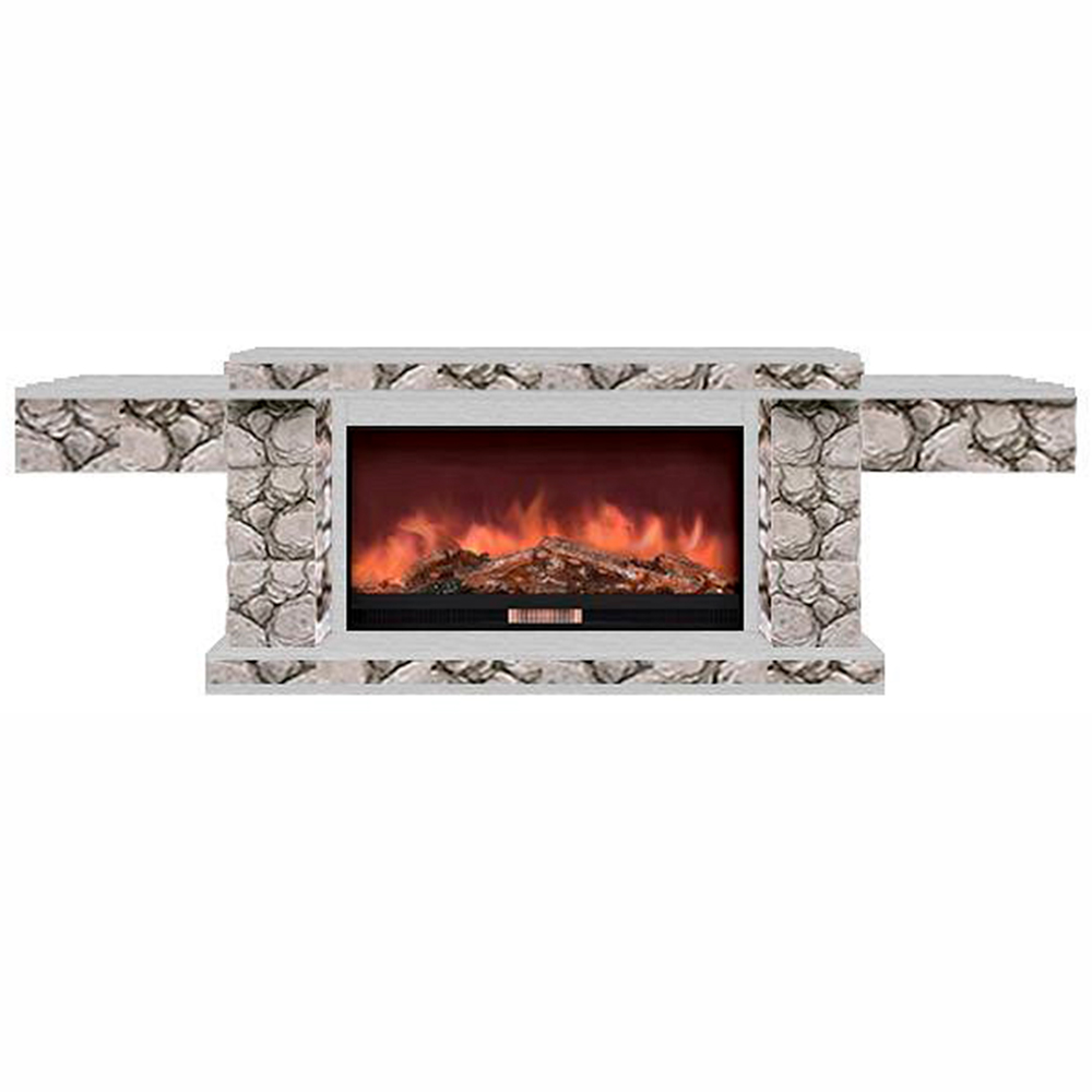 Каминокомплект Glenrich Тауэр Premier S86 камень карелия, шпон беленый дуб