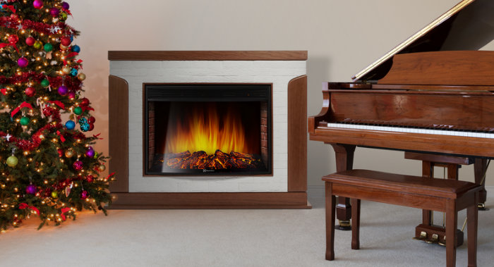 Каминокомплект Electrolux Prestigio 30 с очагом EFP/P-3320RLS камень белый, шпон дуб