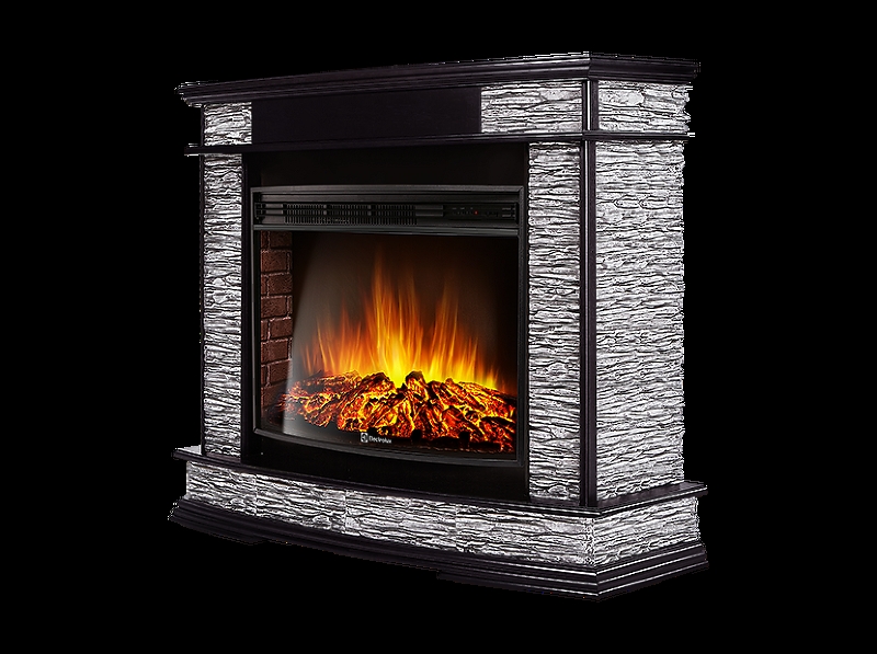 Портал Firelight Scala 30 камень сланец скалистый серый, шпон венге