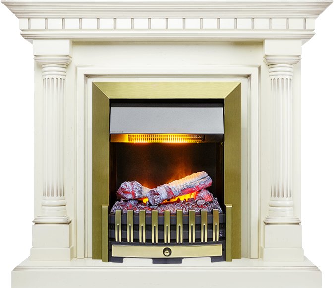 Каминокомплект Dimplex Dallas - Слоновая кость с патиной с очагом Danville Antique Brass FB2