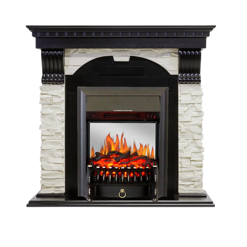Каминокомплект Royal Flame  Dublin - Венге / Сланец белый с очагом Fobos FX M Black