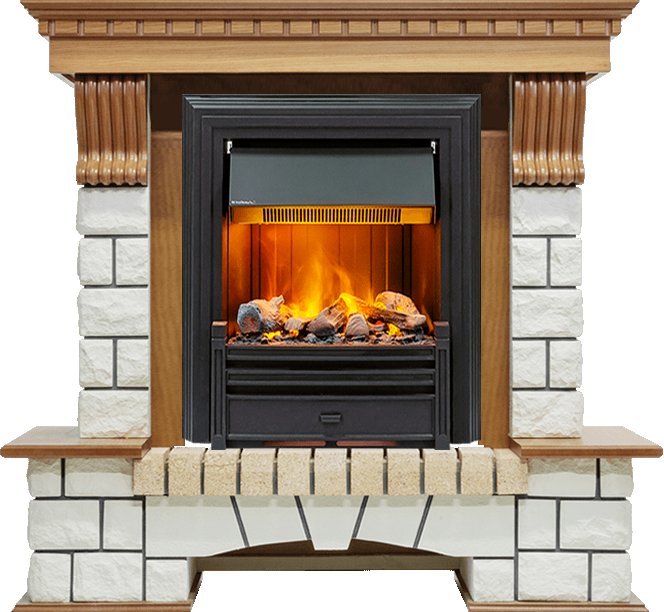 Каминокомплект Dimplex Pierre Luxe - Дуб / Белый (Высота 1020мм) с очагом Brookline Black