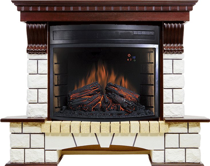 Каминокомплект Royal Flame  Pierre Luxe угловой - Темный дуб / Белый (Высота 1045мм) с очагом Dioramic 28 LED FX