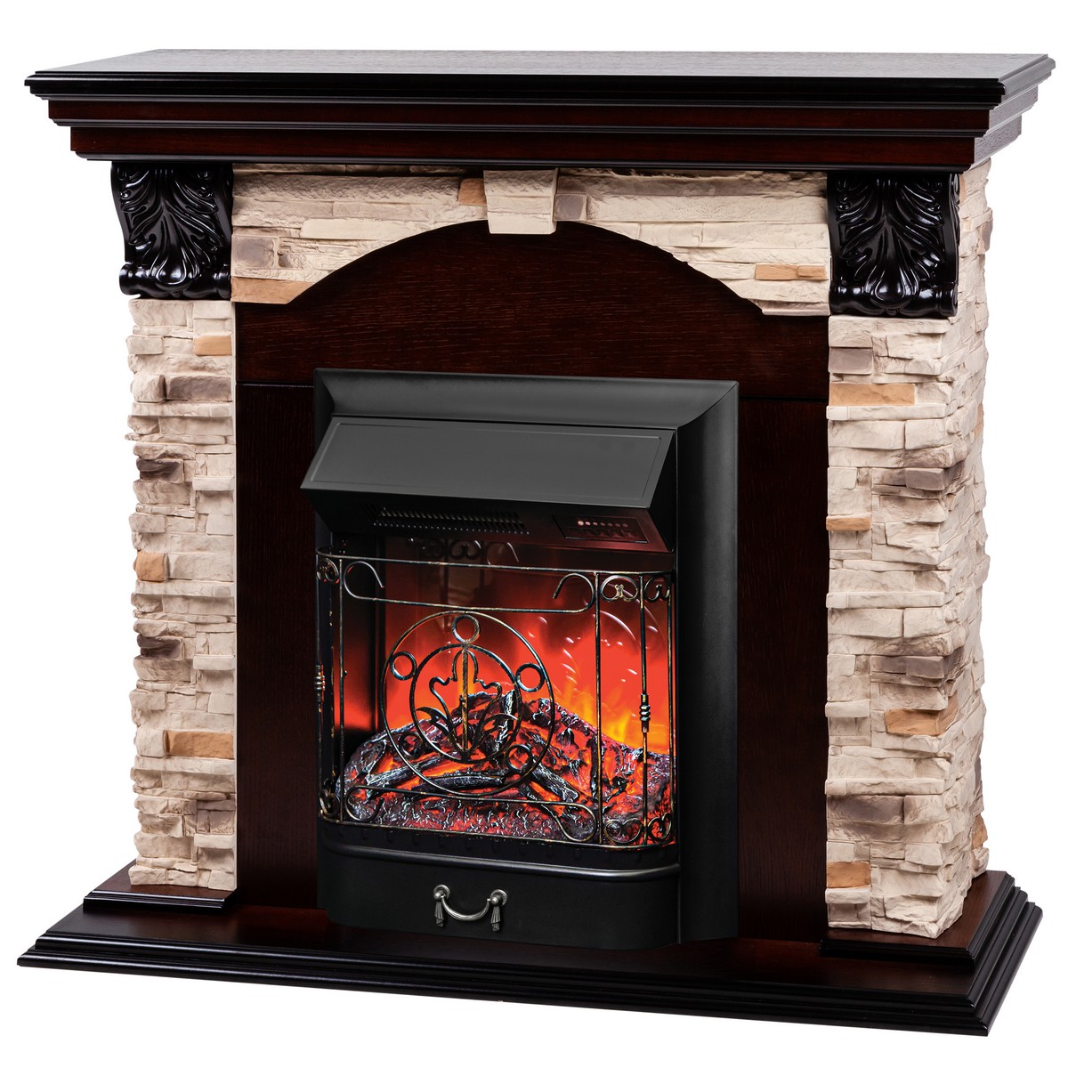 Электрокамин RealFlame Dublin Rock AO с очагом Majestic Lux Black RC