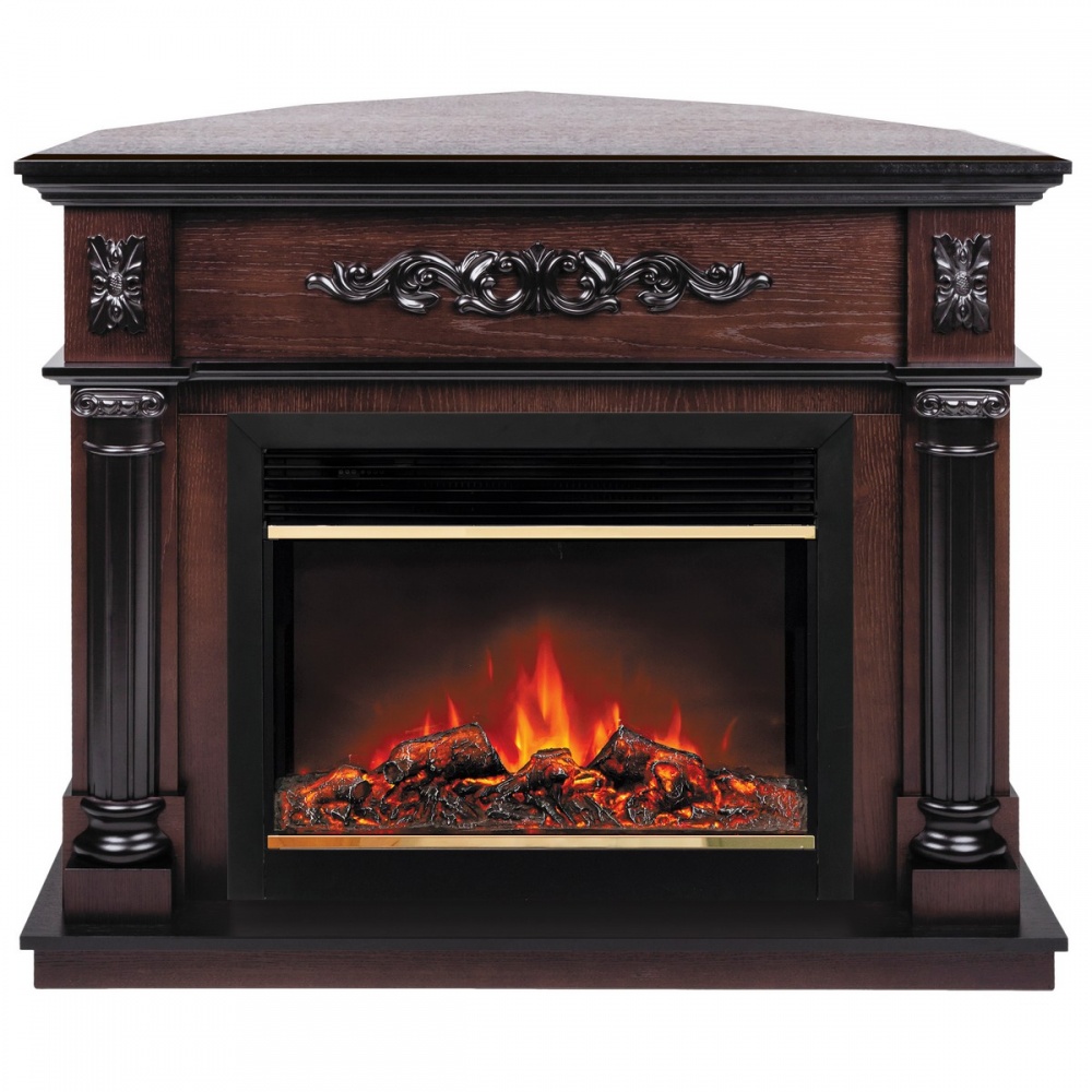 Электрокамин RealFlame Silvia Corner 26 AO с очагом Moonblaze Deluxe Brass