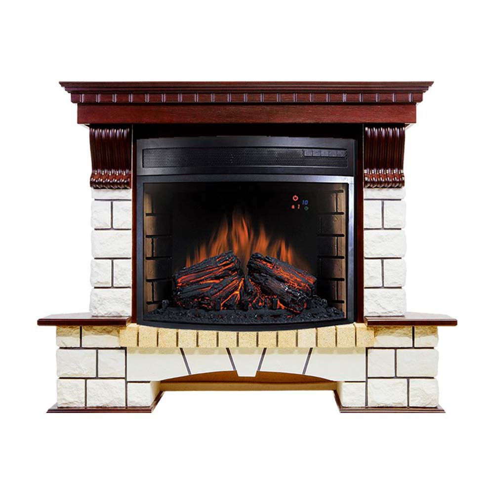 Каминокомплект Royal Flame  Pierre Luxe угловой - Темный дуб / Белый (Ширина 1280мм) с очагом Dioramic 28 LED FX