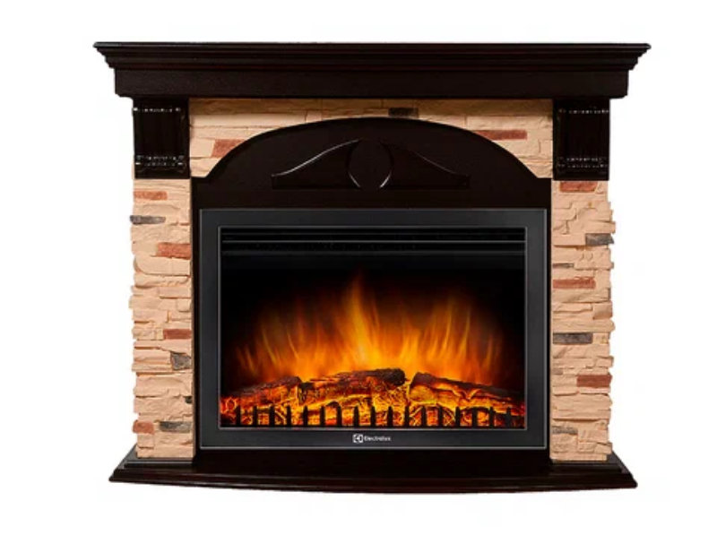Каминокомплект Electrolux Torre 26 Sphere с очагом EFP/P-2620RLS камень сланец натуральный, шпон венге