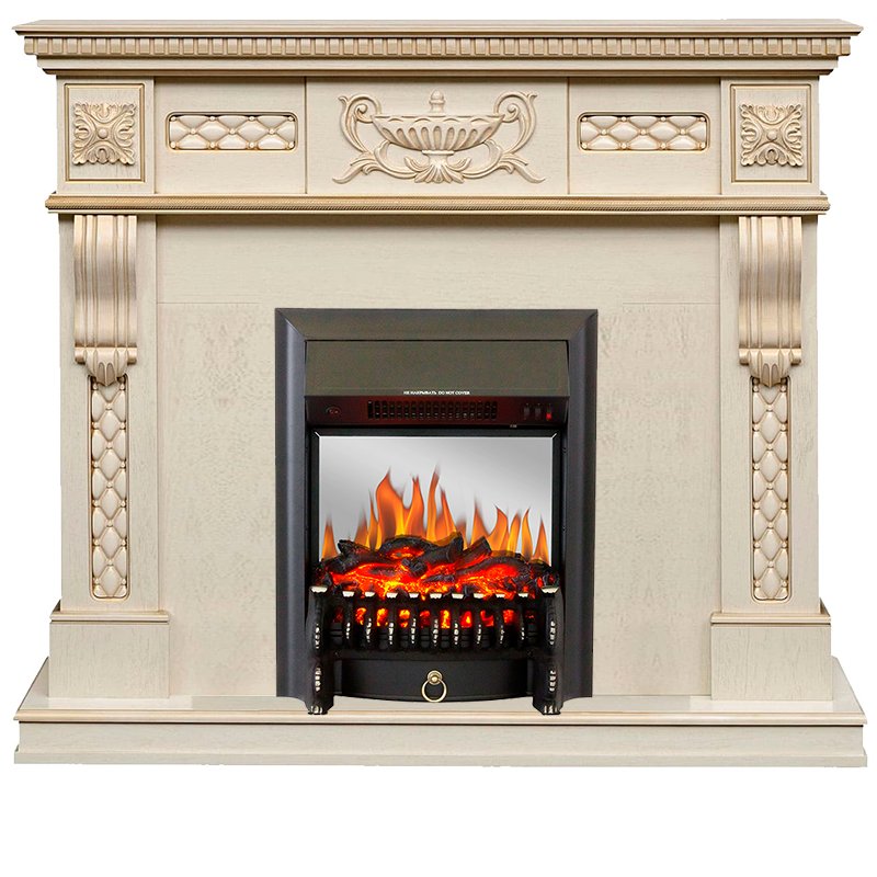 Каминокомплект Royal Flame  Corsica - Слоновая кость с патиной (Ширина 1100) с очагом Fobos FX M Black