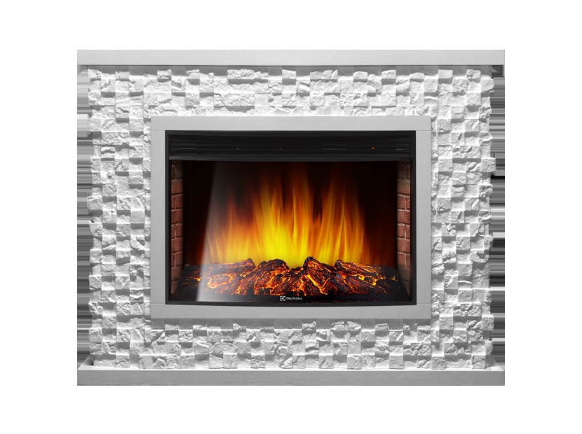 Каминокомплект Electrolux Quadro 30 с очагом EFP/P-3320RLS камень песчаник античный белый, белая эмаль