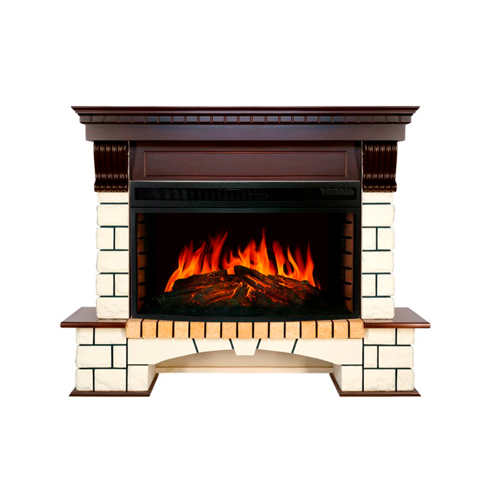 Каминокомплект Royal Flame  Pierre Luxe - Темный дуб / Белый (Ширина 1380мм) с очагом Dioramic 33W LED FX