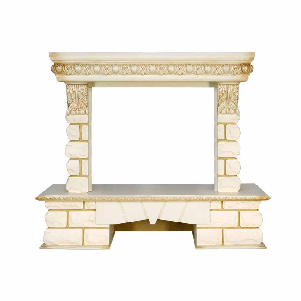 Каминокомплект Royal Flame  Pierre Luxe LORD - Слоновая кость / Белый с очагом Dioramic 28 LED FX