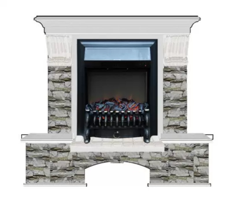 Каминокомплект Glenrich Бостон К Алтай (Fobos) белый дуб