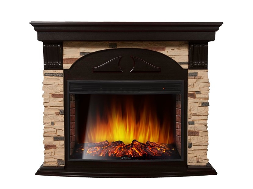Каминокомплект Electrolux Torre 30U (угловой) с очагом EFP/P-3320RLS камень сланец натуральный, шпон темный дуб