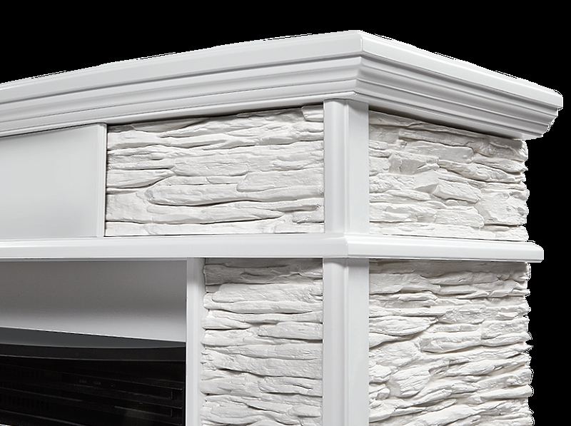 Портал Firelight Scala 30 камень сланец скалистый белый, шпон белый дуб