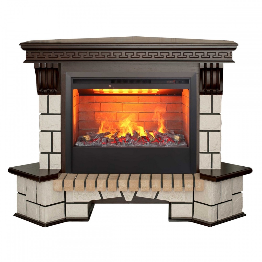 Электрокамин RealFlame Stone Corner 26 AO с очагом 3D Helios 26