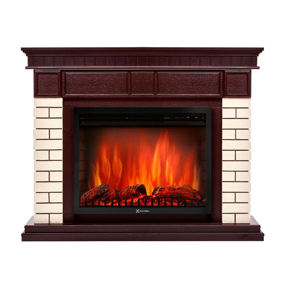 Каминокомплект Electrolux Bricks 30 U (угловой) с очагом EFP/P-3020LS камень бежевый, шпон темный дуб