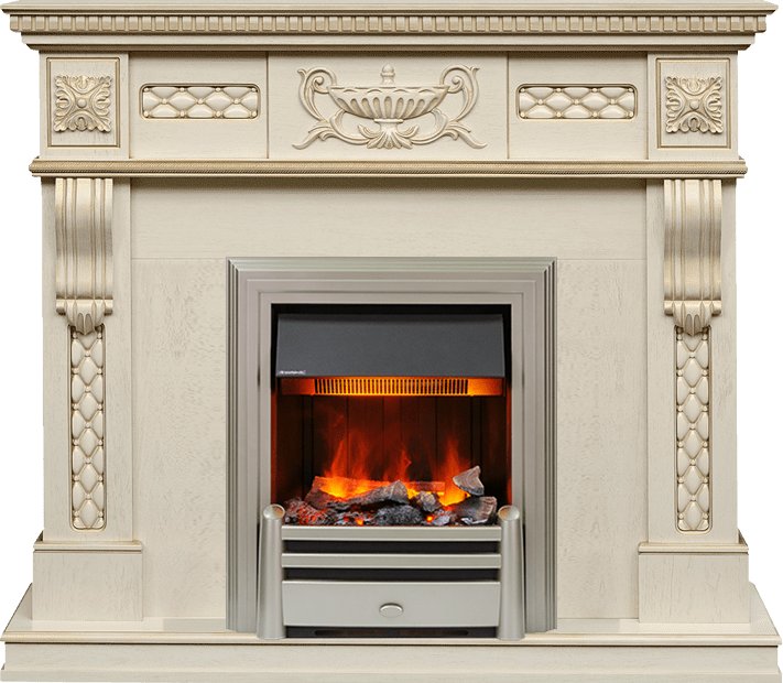 Каминокомплект Dimplex Corsica - Слоновая кость с патиной (Ширина 1100) с очагом Chesford