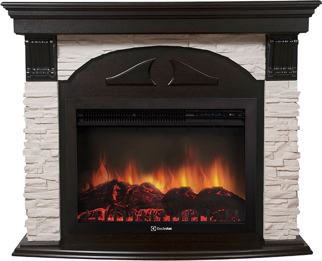 Каминокомплект Electrolux Torre 30S с очагом EFP/P-3020LS камень белый, шпон темный дуб