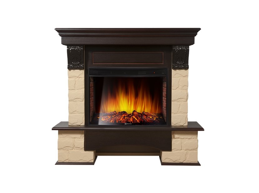 Каминокомплект Electrolux Forte 30S с очагом EFP/P-3320RLS камень бежевый, шпон венге