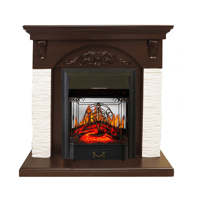 Каминокомплект Royal Flame  Bern Сланец мелкий белый / Темный дуб с очагом Majestic FX M Black
