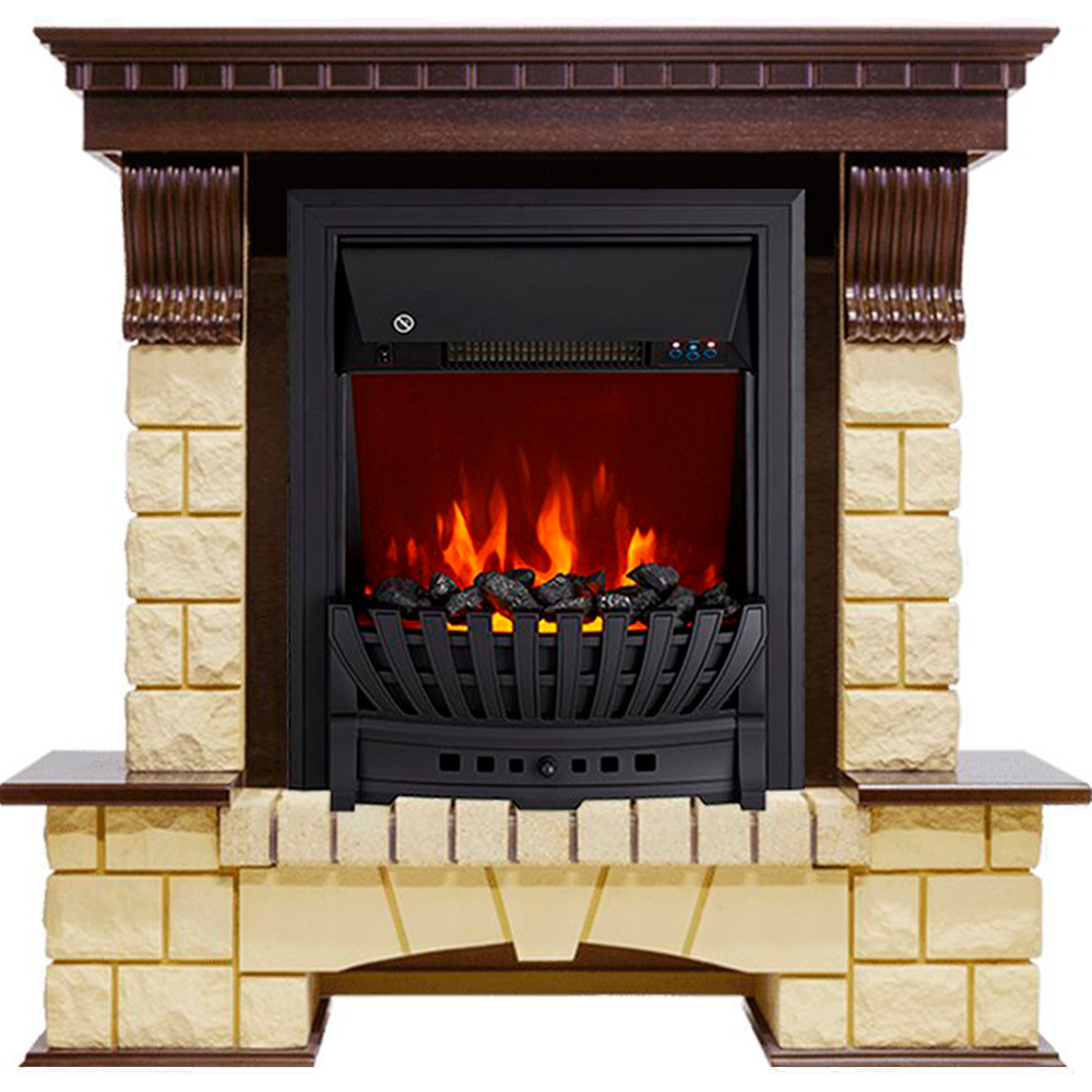 Каминокомплект Royal Flame  Pierre Luxe - Темный дуб / Шампань с очагом Aspen Black