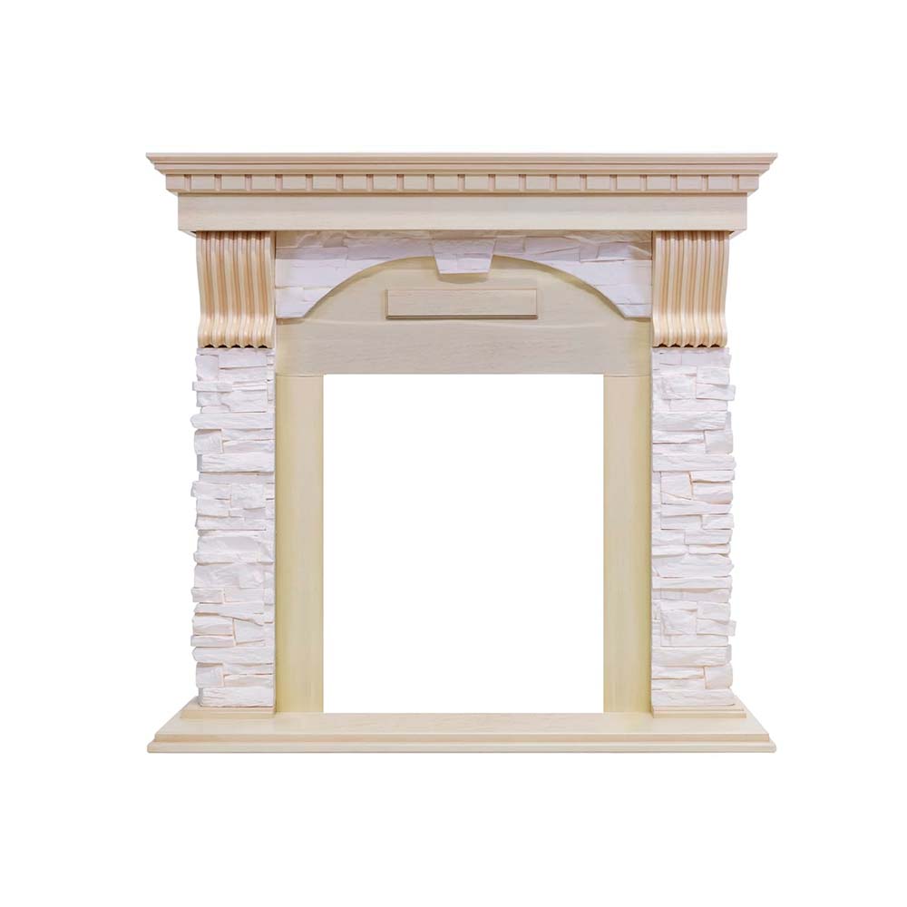 Каминокомплект Royal Flame  Dublin - Слоновая кость с патиной / Сланец крем с очагом Aspen Black