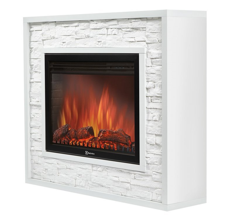 Каминокомплект Electrolux Loft 30 с очагом EFP/P-3020LS камень белый, белая эмаль