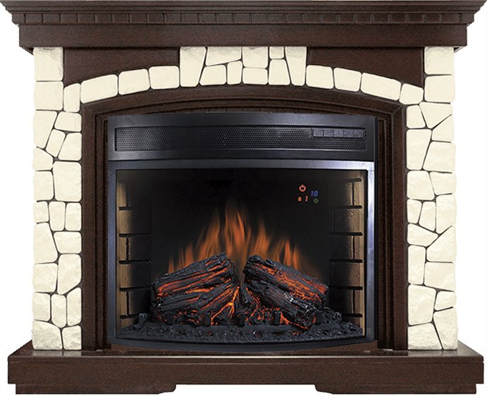 Каминокомплект Royal Flame  Glasgow - Темный дуб / Белый (Высота 1100мм) с очагом Dioramic 28 LED FX