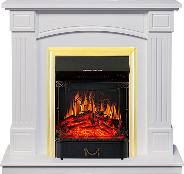 Каминокомплект Royal Flame  Boston - Белый (Высота 925см) с очагом Majestic FX Brass