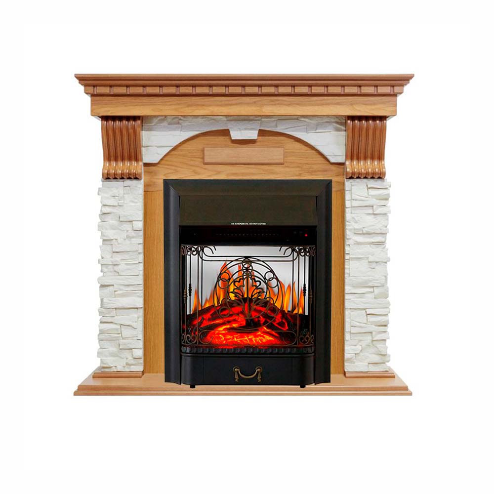 Каминокомплект Royal Flame  Dublin - Дуб / Сланец белый с очагом Majestic FX M Black