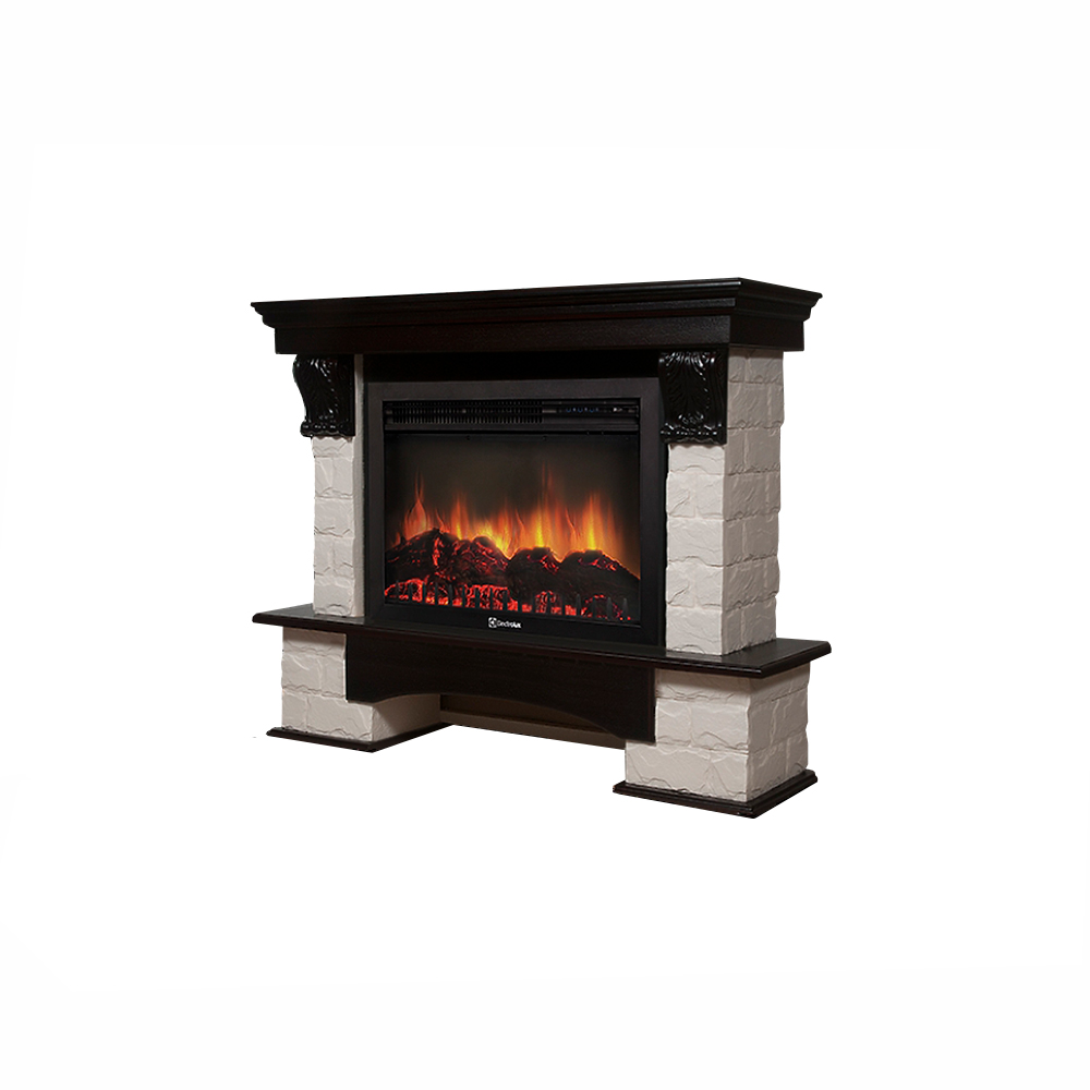 Портал Firelight Forte 30S камень белый, шпон темный дуб