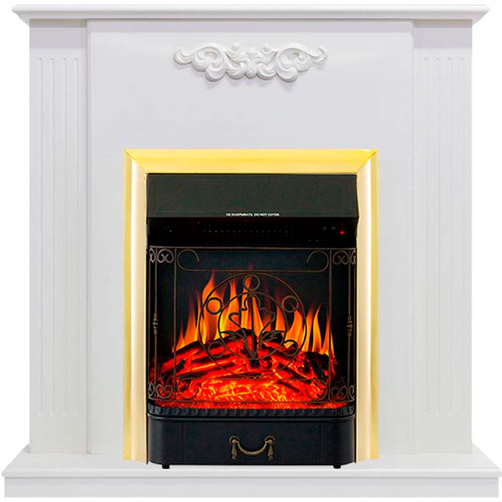 Каминокомплект Royal Flame  Lumsden - Белый дуб с очагом Majestic FX Brass