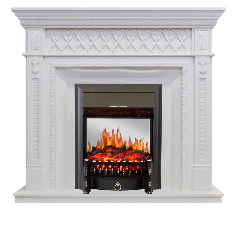 Каминокомплект Royal Flame  Alexandria - Белый дуб с очагом Fobos FX M Black