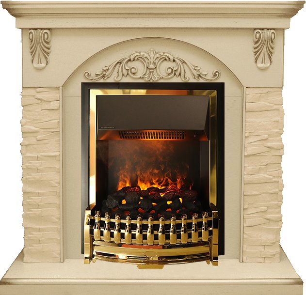 Каминокомплект Dimplex Bern Сланец крупный бежевый / Алебастр темная патина с очагом Atherton