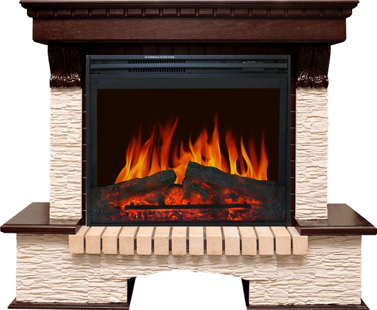 Каминокомплект Royal Flame  Pierre Luxe - Темный дуб / Сланец бежевый с очагом Jupiter FX New