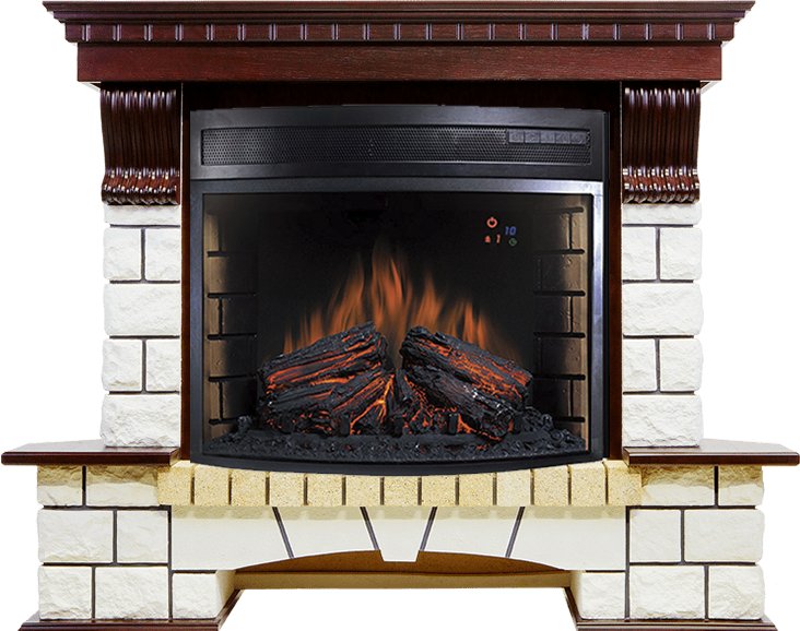 Каминокомплект Royal Flame  Pierre Luxe - Темный дуб / Белый (Ширина 1320мм) с очагом Dioramic 28 LED FX