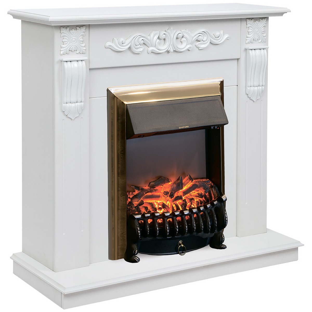 Электрокамин RealFlame Dominica WT с очагом Fobos Lux Brass