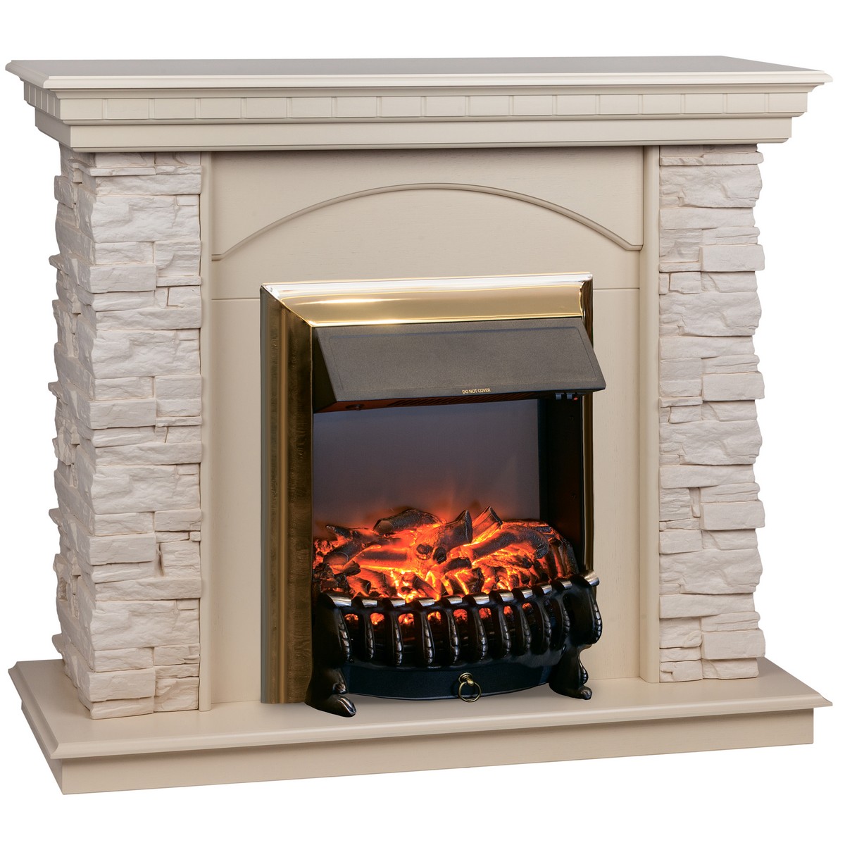Электрокамин RealFlame Elford WT с очагом Fobos Lux Brass