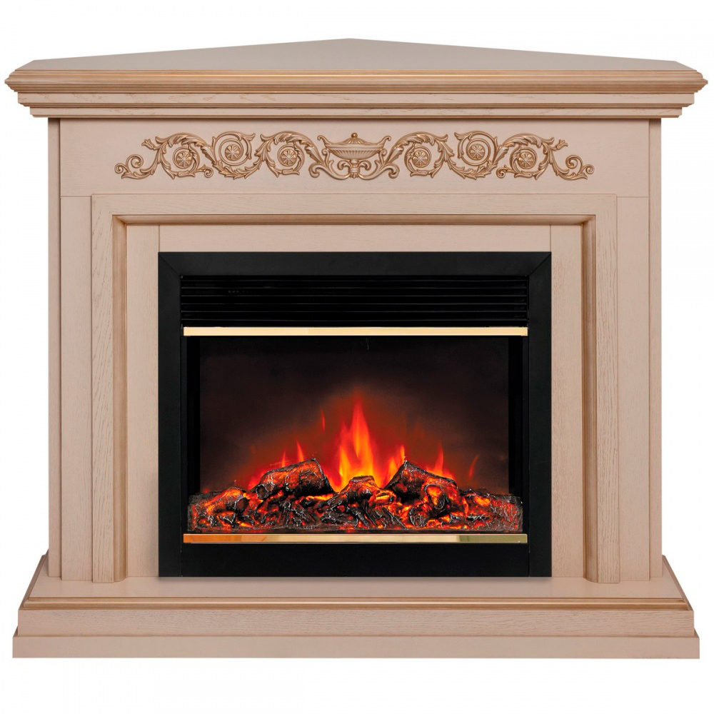 Электрокамин RealFlame  Leticia Corner 26 WT-619G с очагом Moonblaze Deluxe Brass