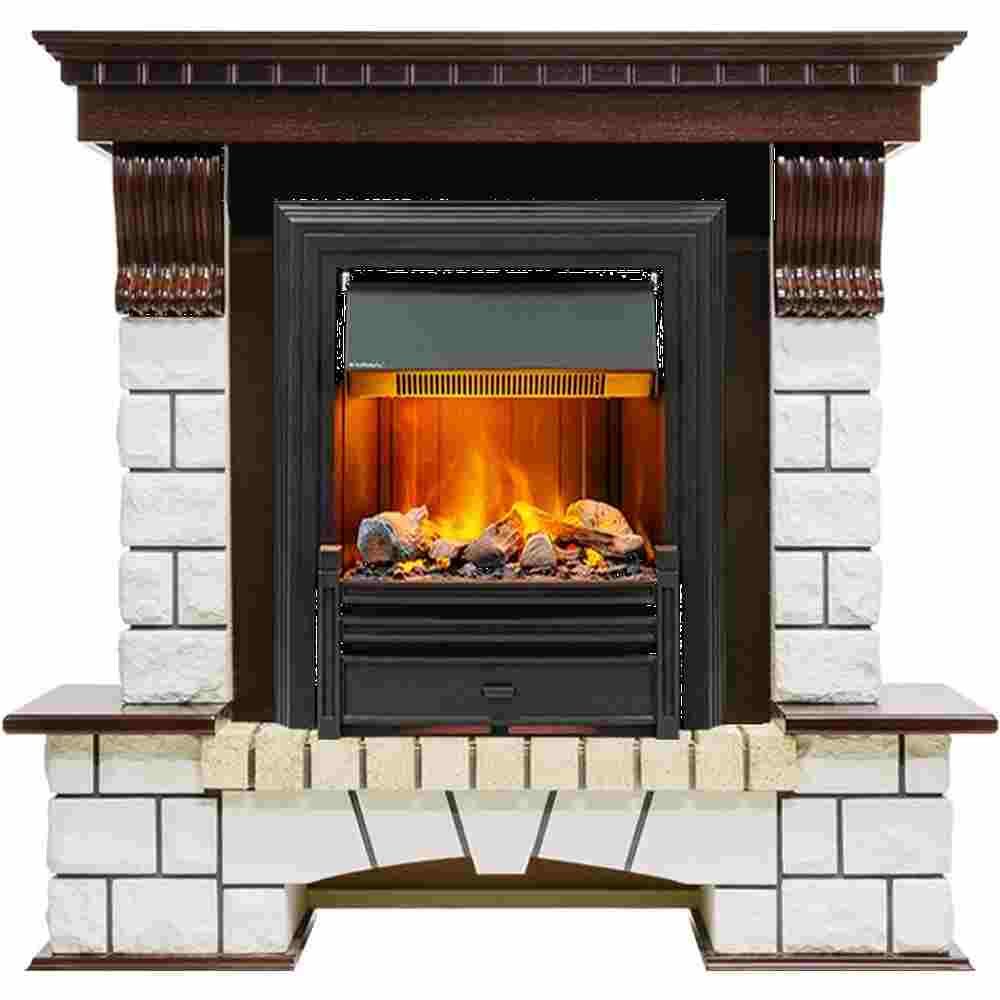 Каминокомплект Dimplex Pierre Luxe - Темный дуб / Белый (Высота 1050мм) с очагом Brookline Black