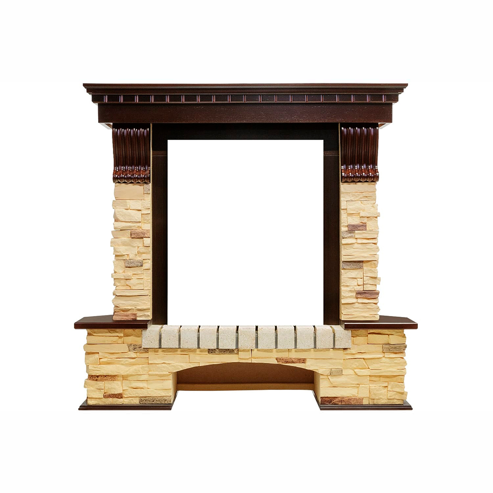 Каминокомплект Dimplex Pierre Luxe угловой - Темный дуб / Сланец (Высота 1050мм) с очагом Danville Brass FB2