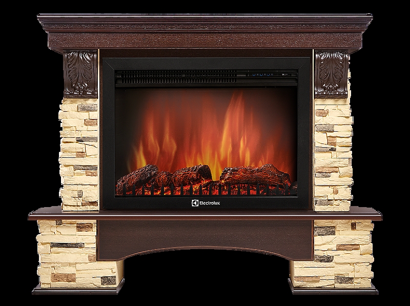 Портал Firelight Pietra 30U (угловой) камень сланец натуральный, шпон темный дуб