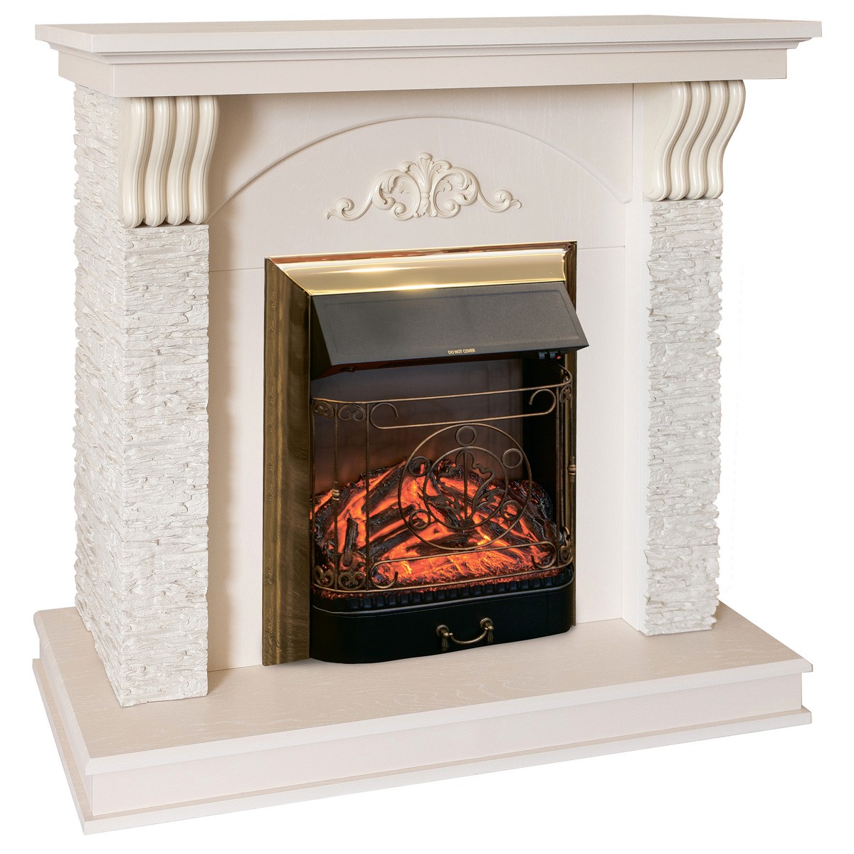 Электрокамин RealFlame  Corfino WT с очагом Majestic Lux Brass