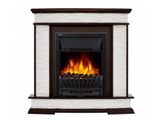 Каминокомплект Electrolux Scala Classic с очагом Classic EFP/P-1020LS камень сланец скалистый белый, шпон тёмный дуб