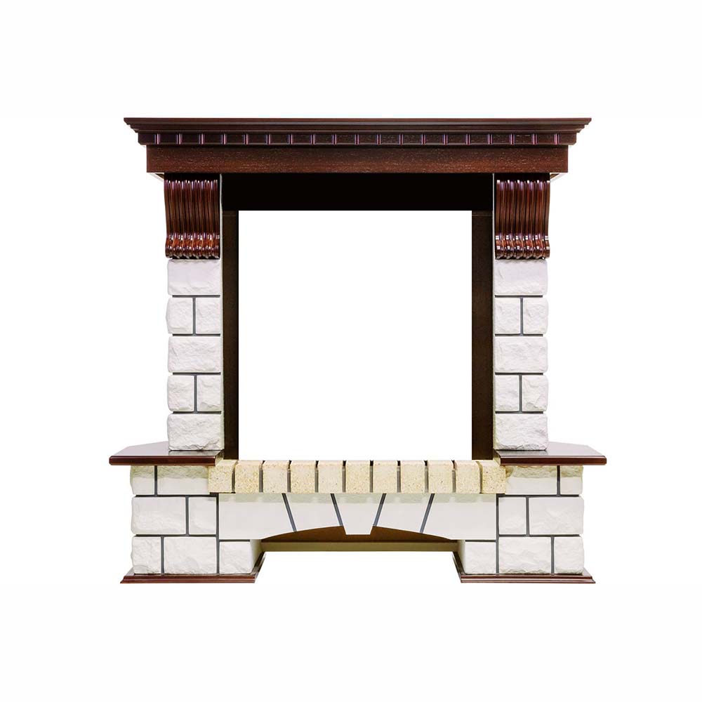 Каминокомплект Dimplex Pierre Luxe угловой - Темный дуб / Белый (Высота 1050мм) с очагом Flagstaff